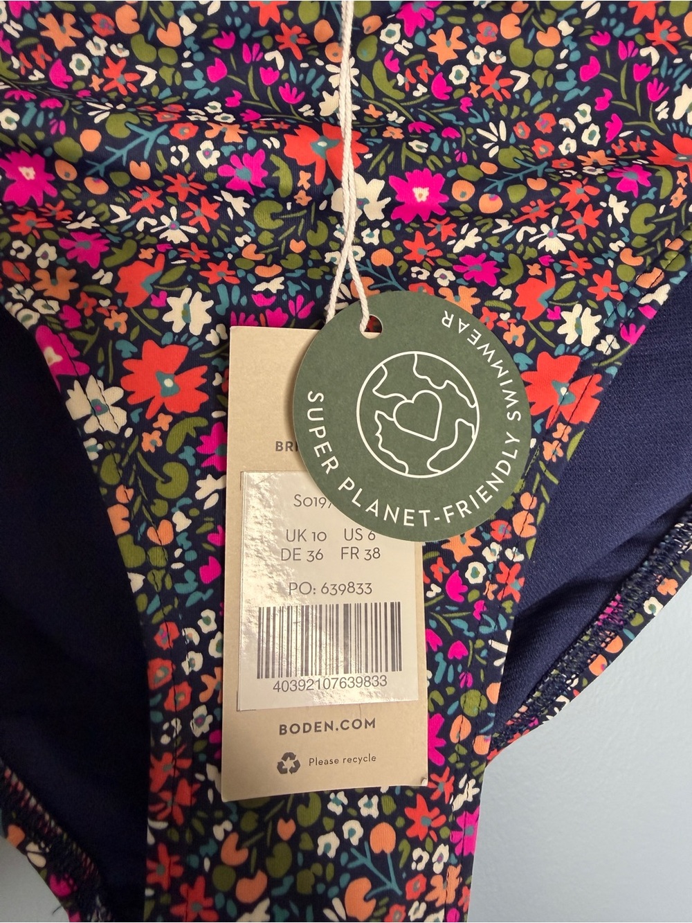 Boden Navy Floral Print Bikini Bottoms - Picture 2 of 3